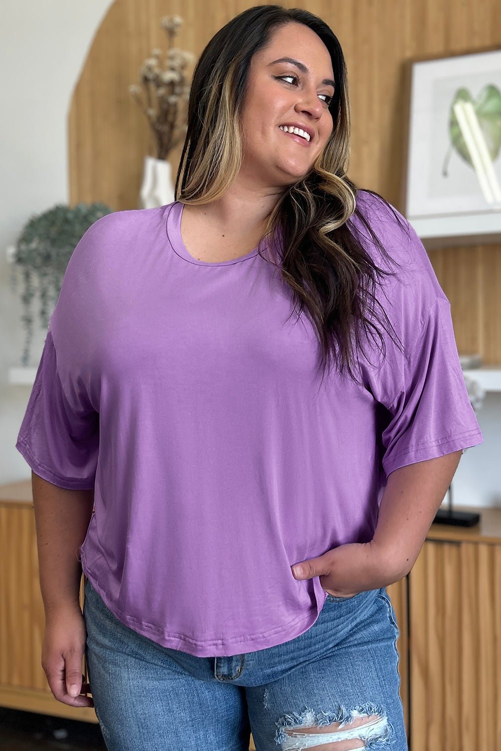 Basic Bae - Drop Shoulder Oversized T-Shirt