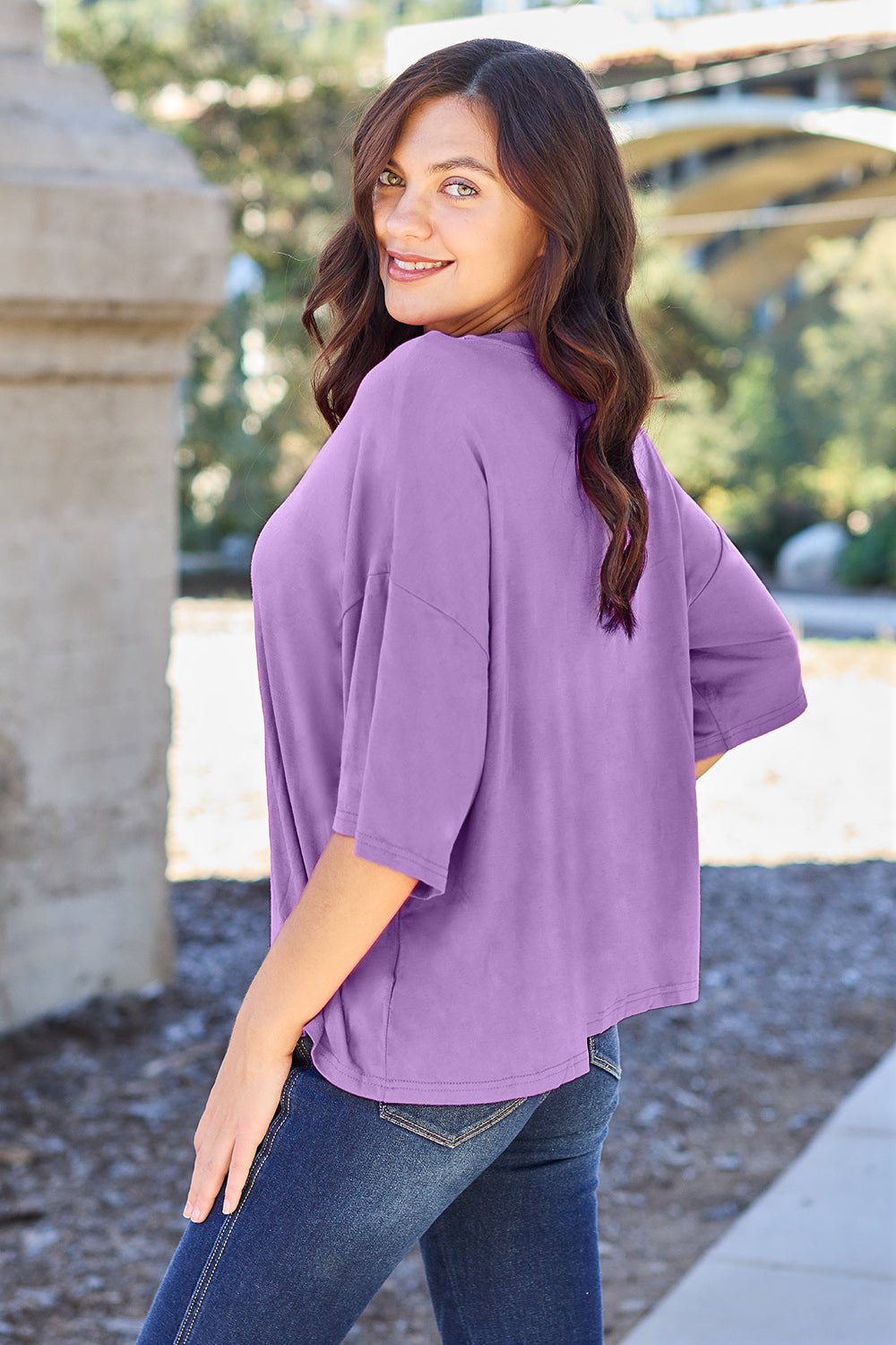 Basic Bae - Drop Shoulder Oversized T-Shirt