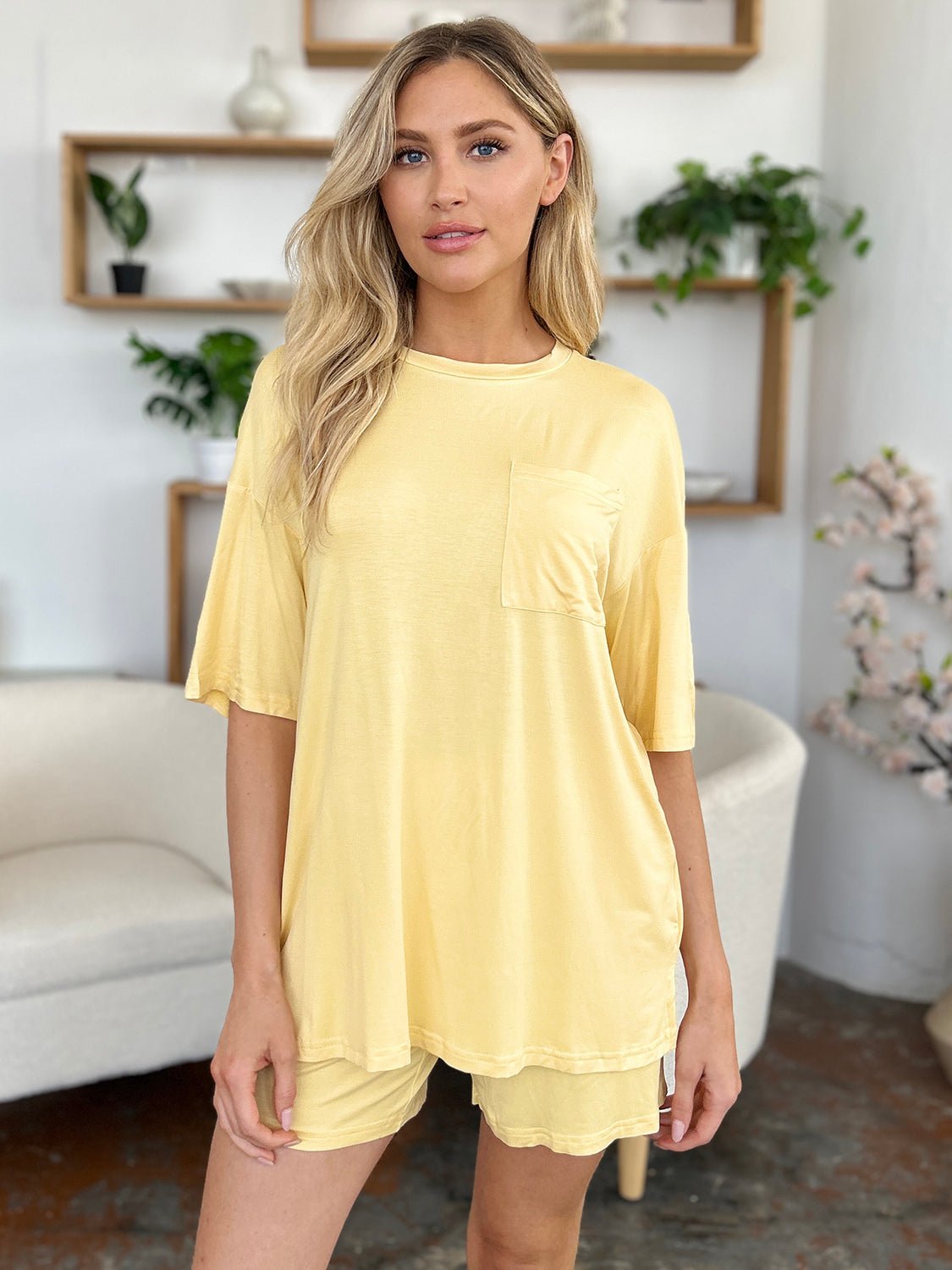 Basic Bae - Drop Shoulder T-Shirt and Shorts Set