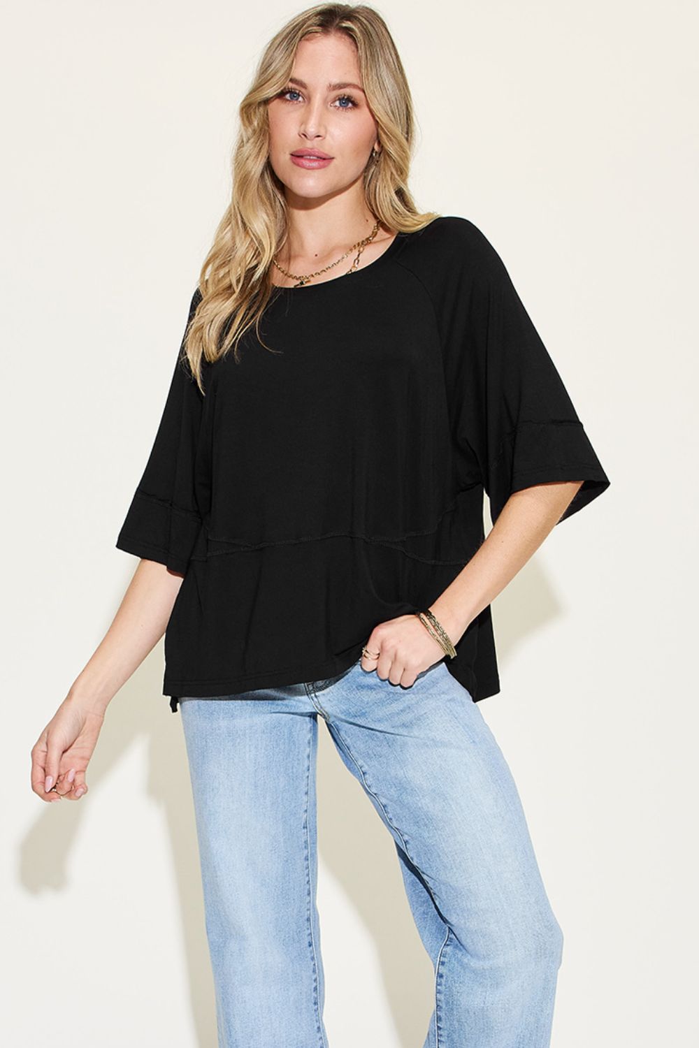 Basic Bae - Exposed Seams Oversized T-Shirt