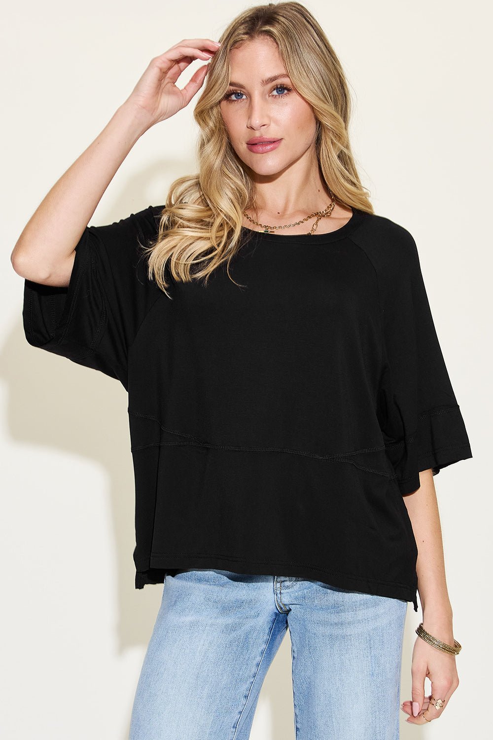 Basic Bae - Exposed Seams Oversized T-Shirt