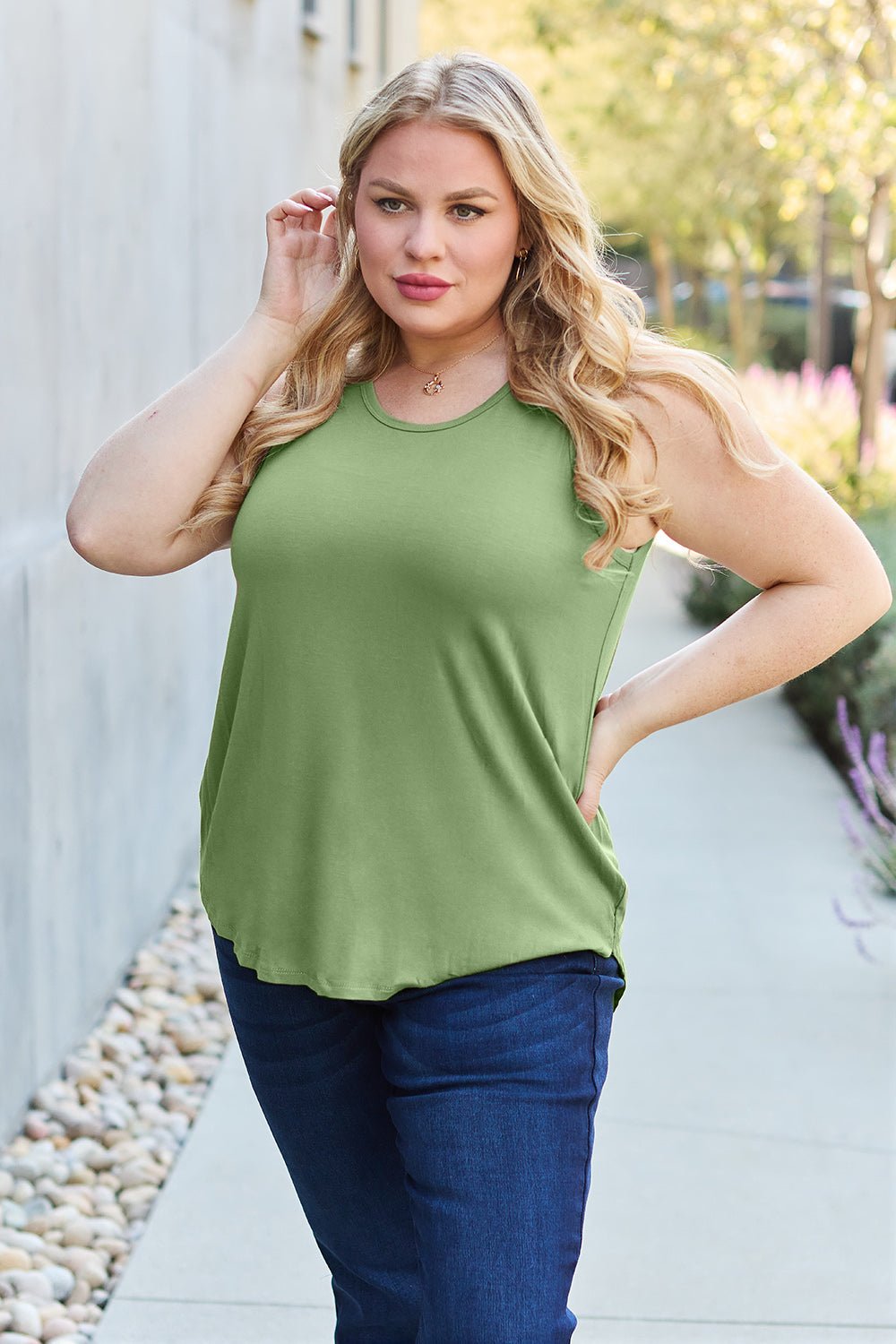 Basic Bae - High - Low Hem Tunic Tank Top