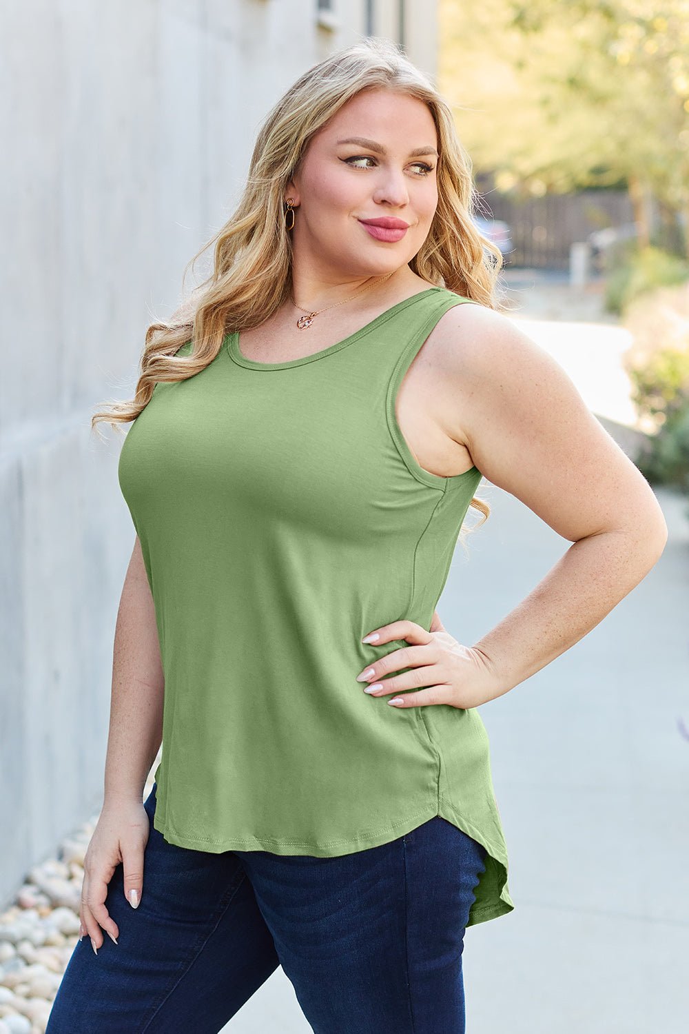 Basic Bae - High - Low Hem Tunic Tank Top