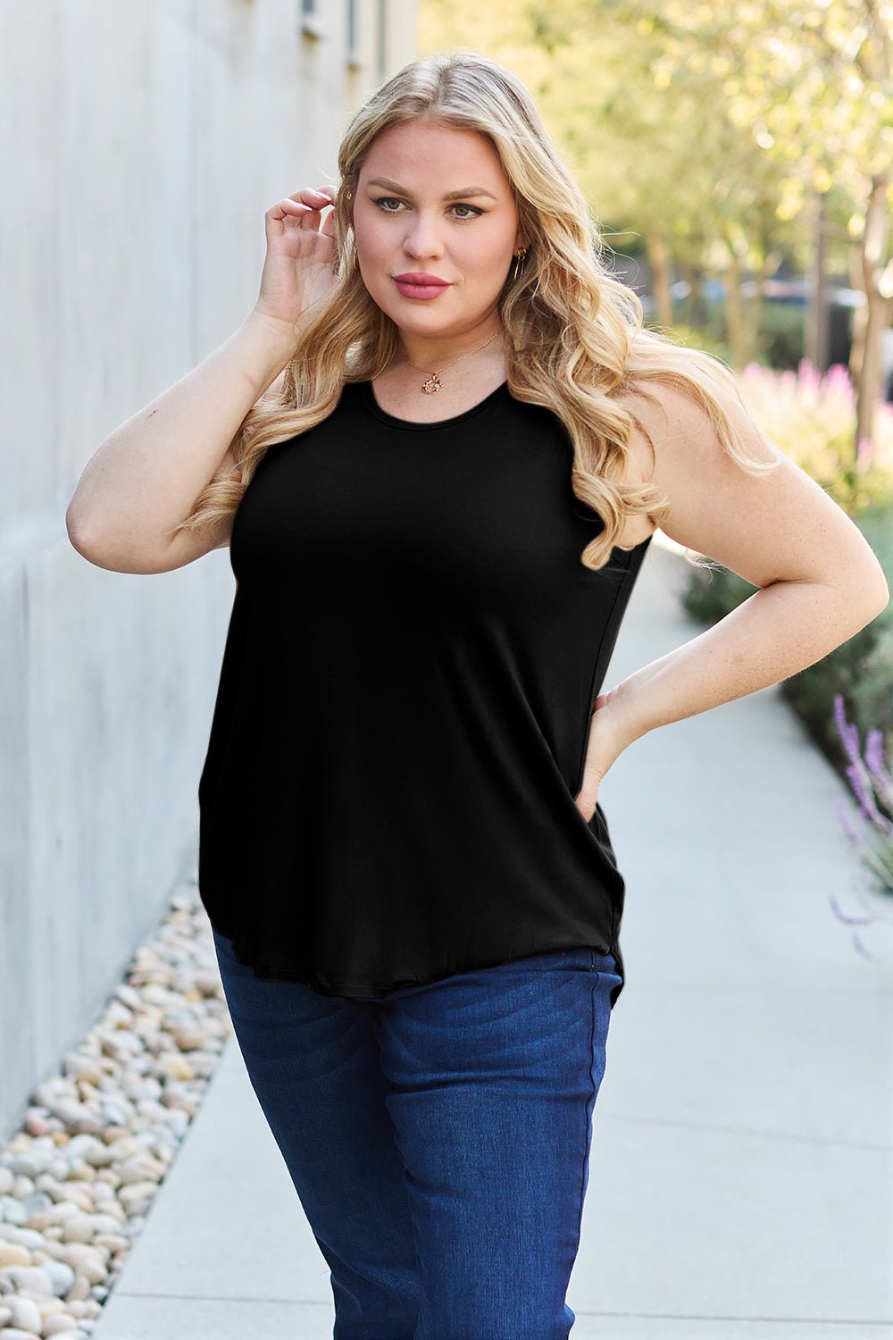 Basic Bae - High - Low Hem Tunic Tank Top