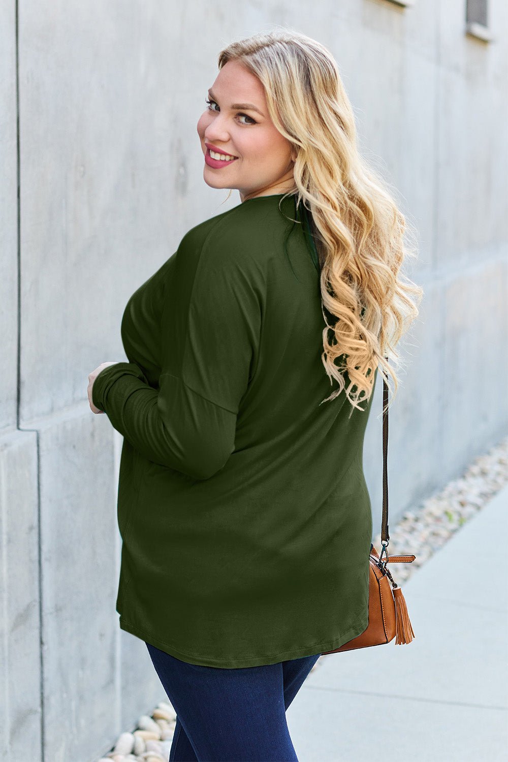 Basic Bae - Long Sleeve Dropped Shoulder Tunic T-Shirt