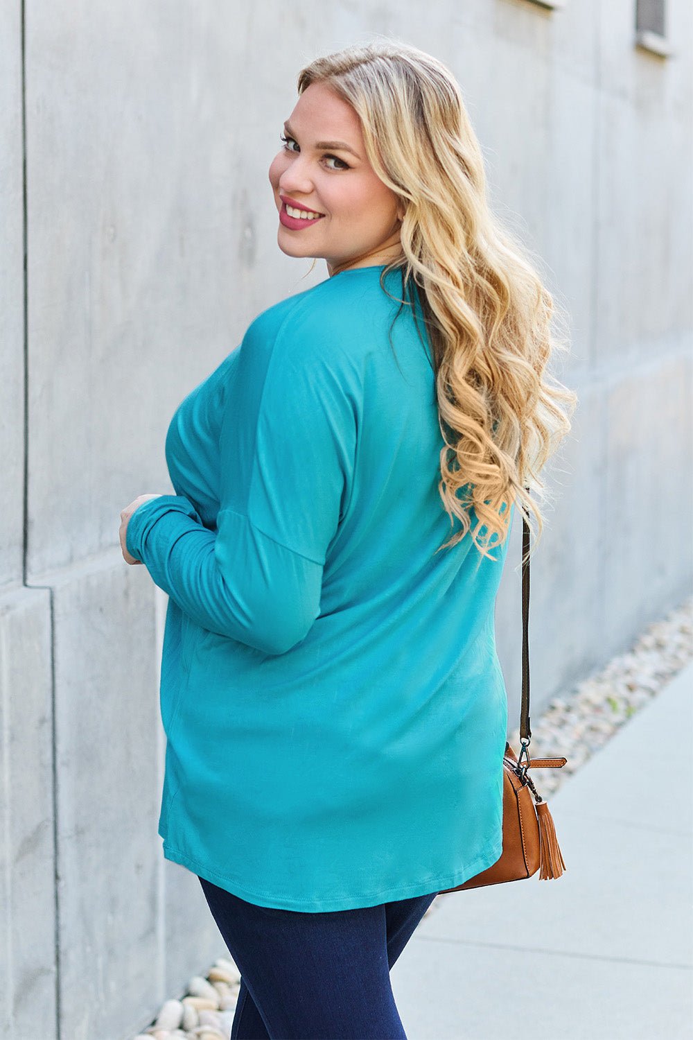 Basic Bae - Long Sleeve Dropped Shoulder Tunic T-Shirt