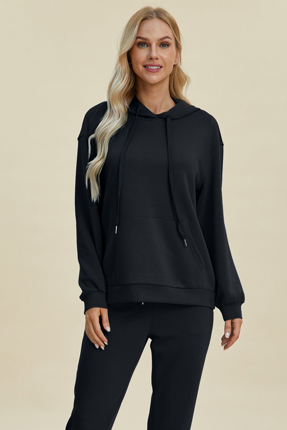 Basic Bae - Long Sleeve Hoodie with Kangaroo Pocket