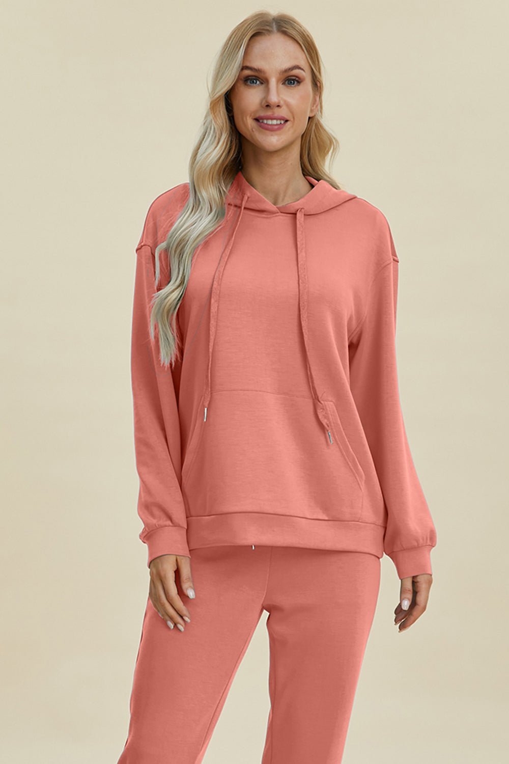 Basic Bae - Long Sleeve Hoodie with Kangaroo Pocket