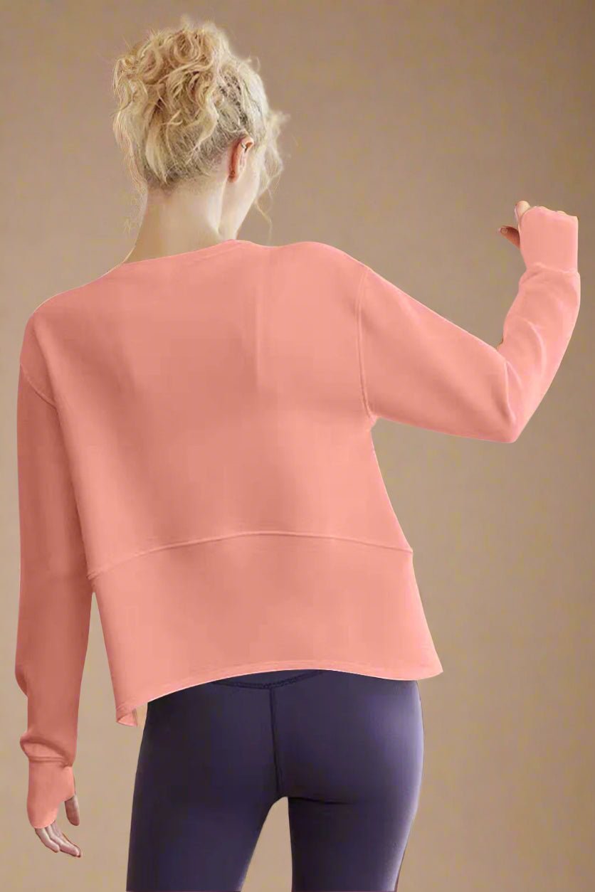 Basic Bae - Long Sleeve Thumbhole Sweatshirt in Sherbet