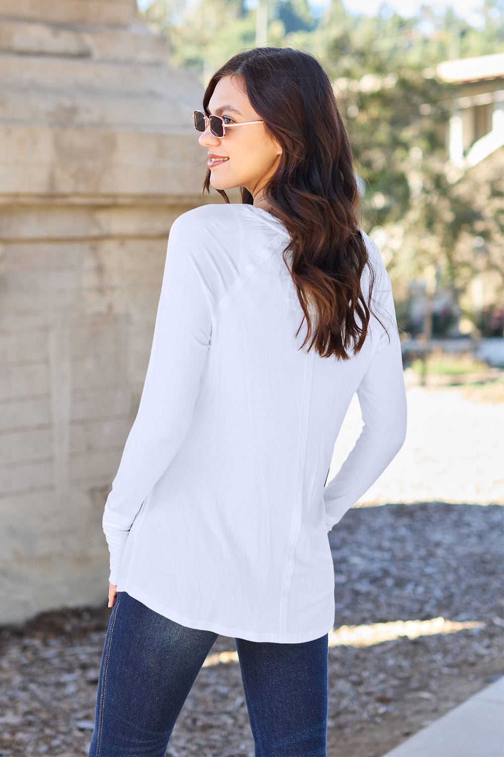 Basic Bae - Long Sleeve Thumbhole Tunic T-Shirt