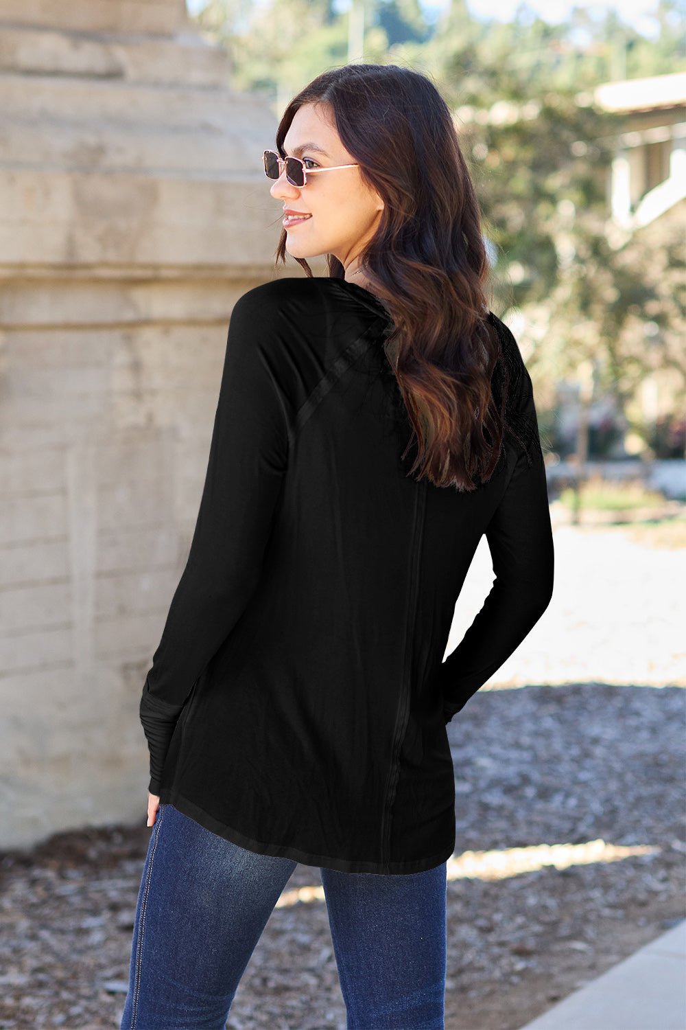 Basic Bae - Long Sleeve Thumbhole Tunic T-Shirt