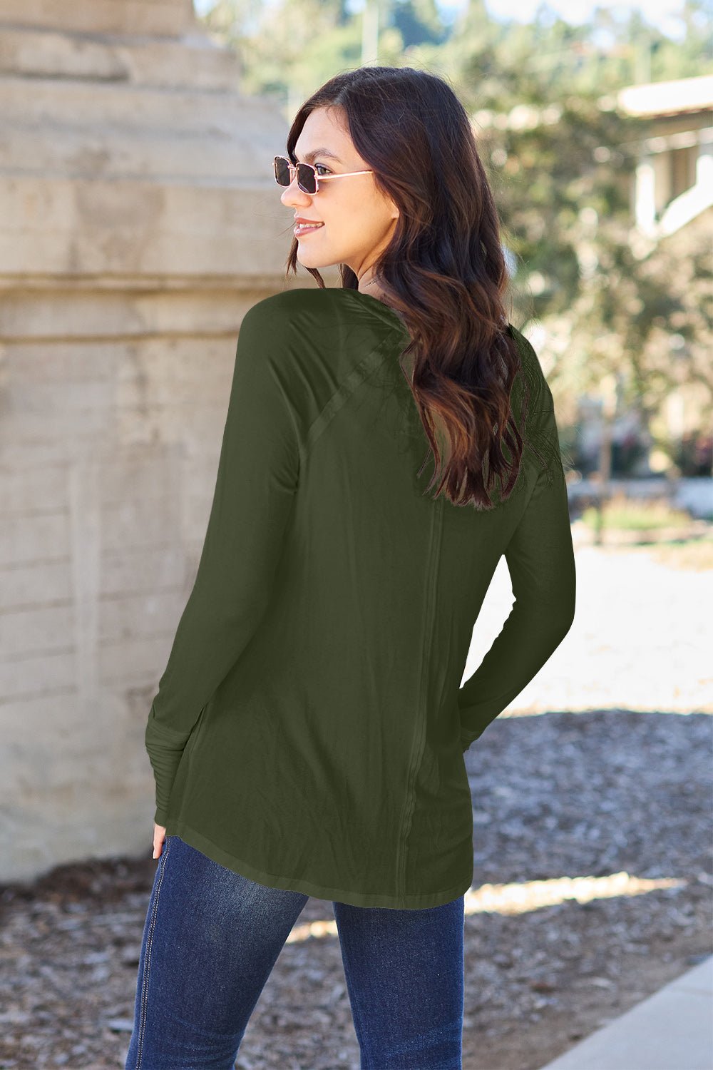 Basic Bae - Long Sleeve Thumbhole Tunic T-Shirt