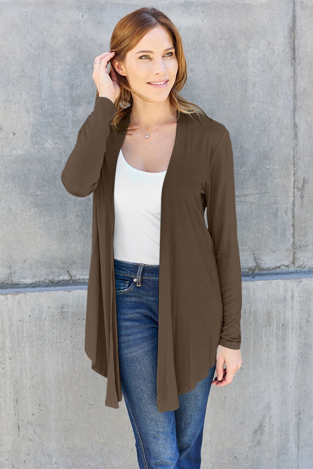 Basic Bae - Open Front Long Sleeve Cardigan