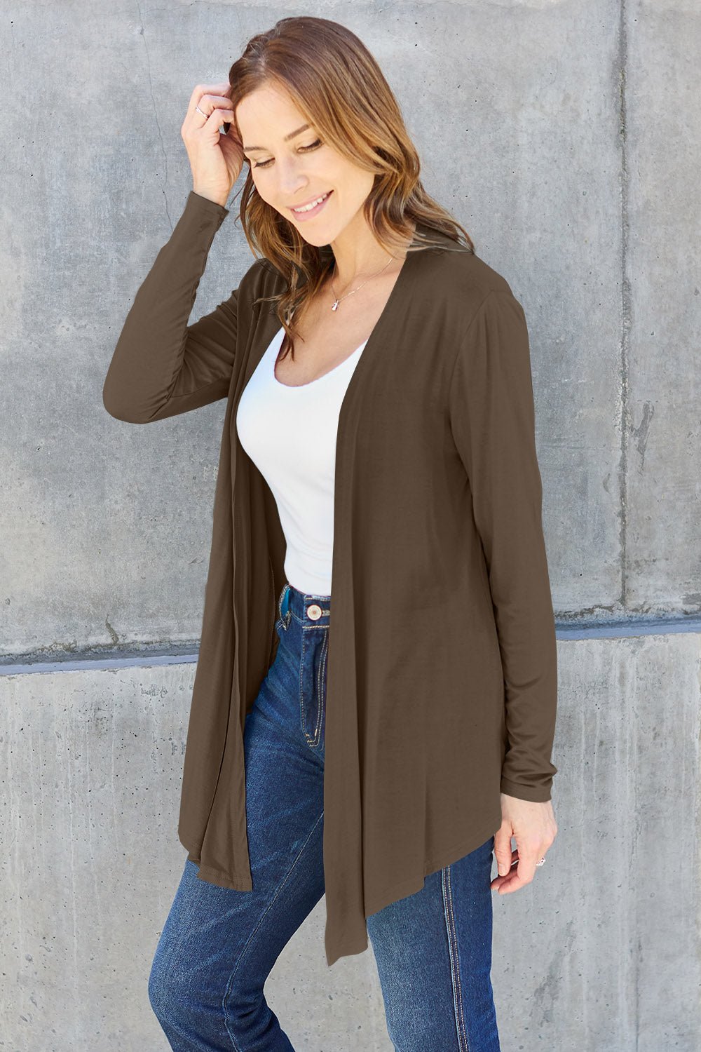 Basic Bae - Open Front Long Sleeve Cardigan