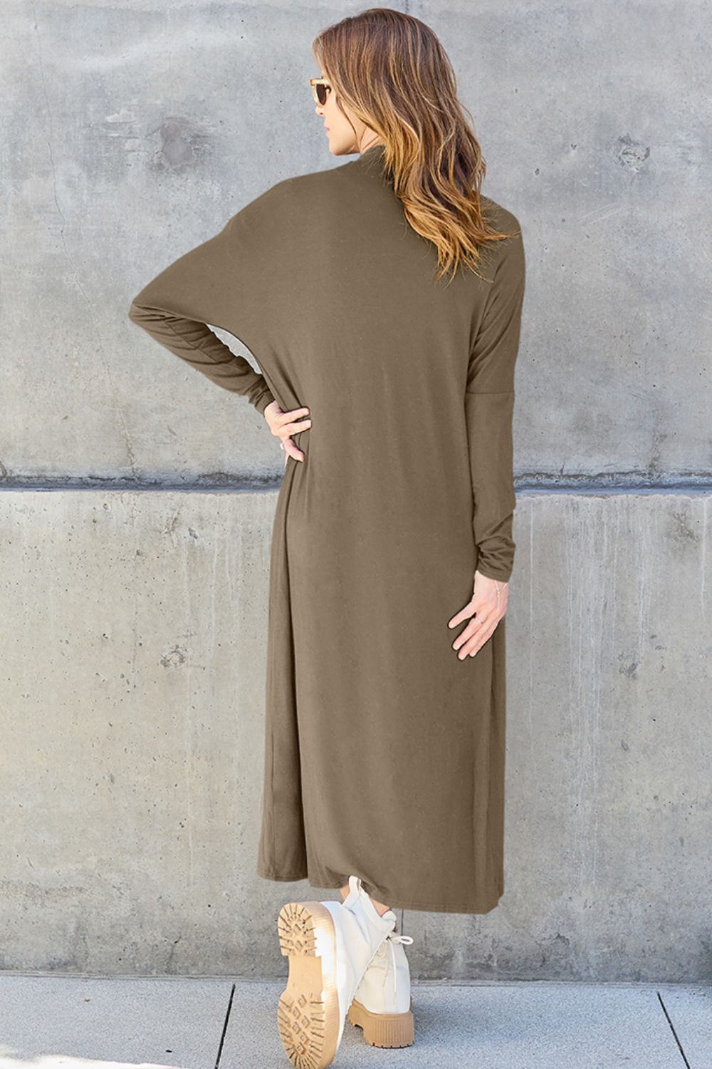 Basic Bae - Open Front Long Sleeve Duster Cardigan