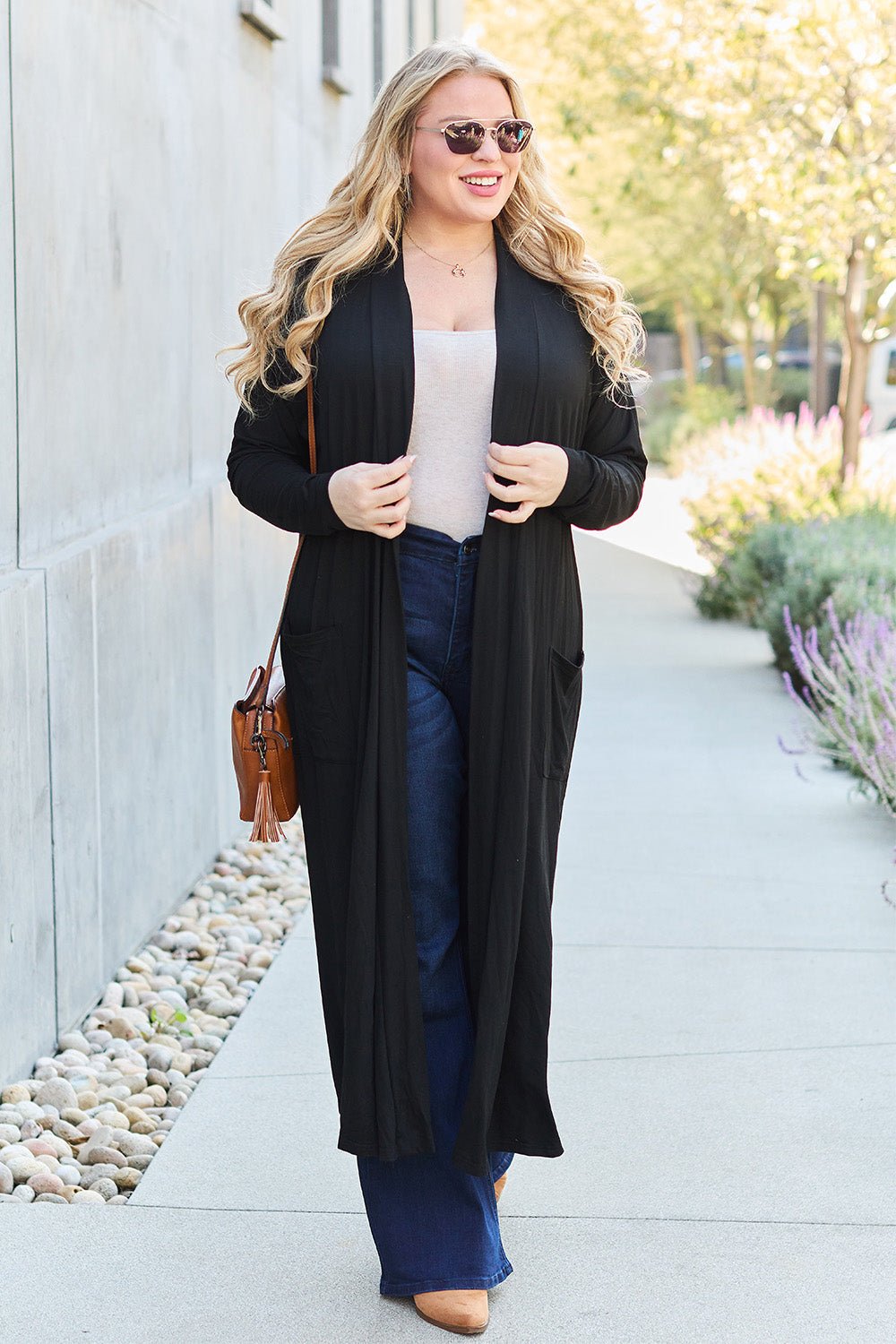 Basic Bae - Open Front Long Sleeve Duster Cardigan