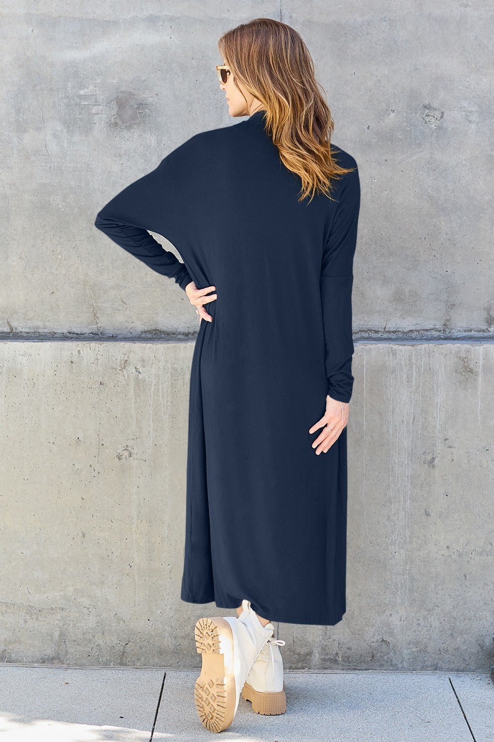 Basic Bae - Open Front Long Sleeve Duster Cardigan