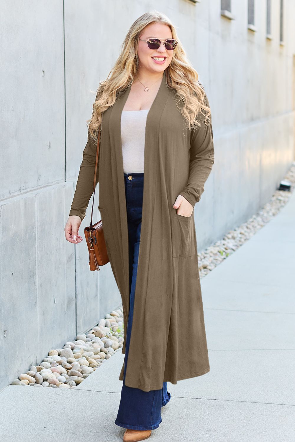 Basic Bae - Open Front Long Sleeve Duster Cardigan