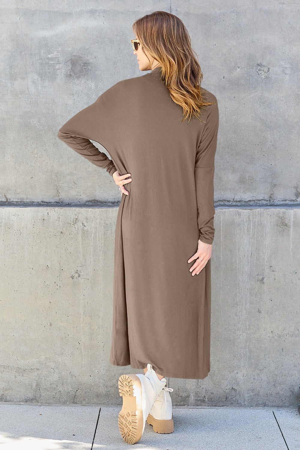 Basic Bae - Open Front Long Sleeve Duster Cardigan