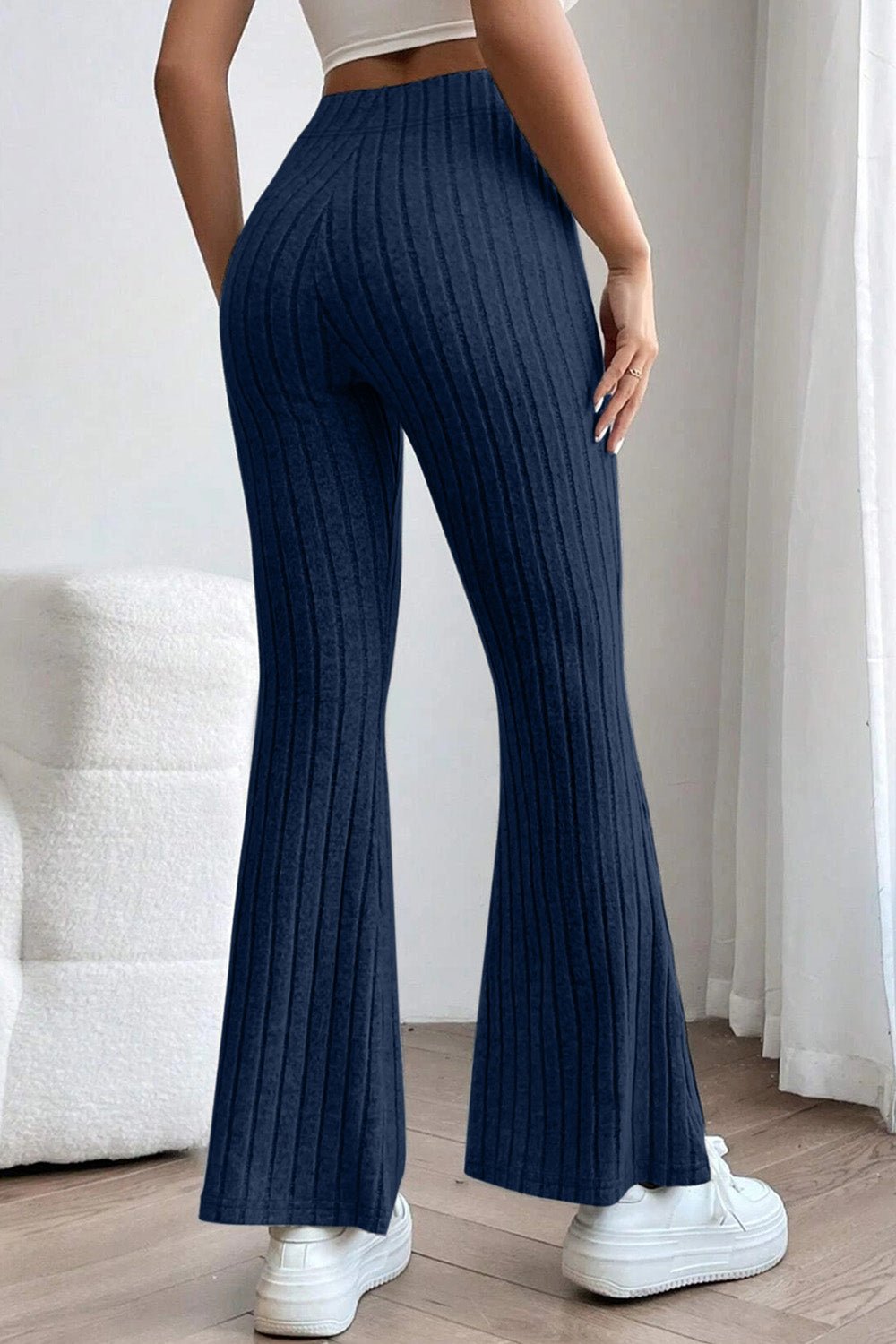 Basic Bae - Rib Knit High Waist Flare Pants