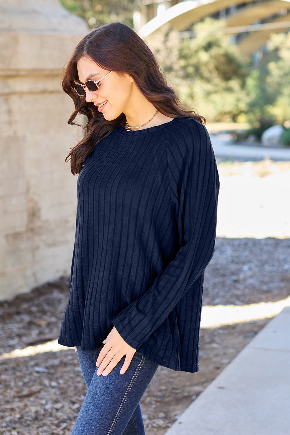 Basic Bae - Rib Knit Long Sleeve Knit Top