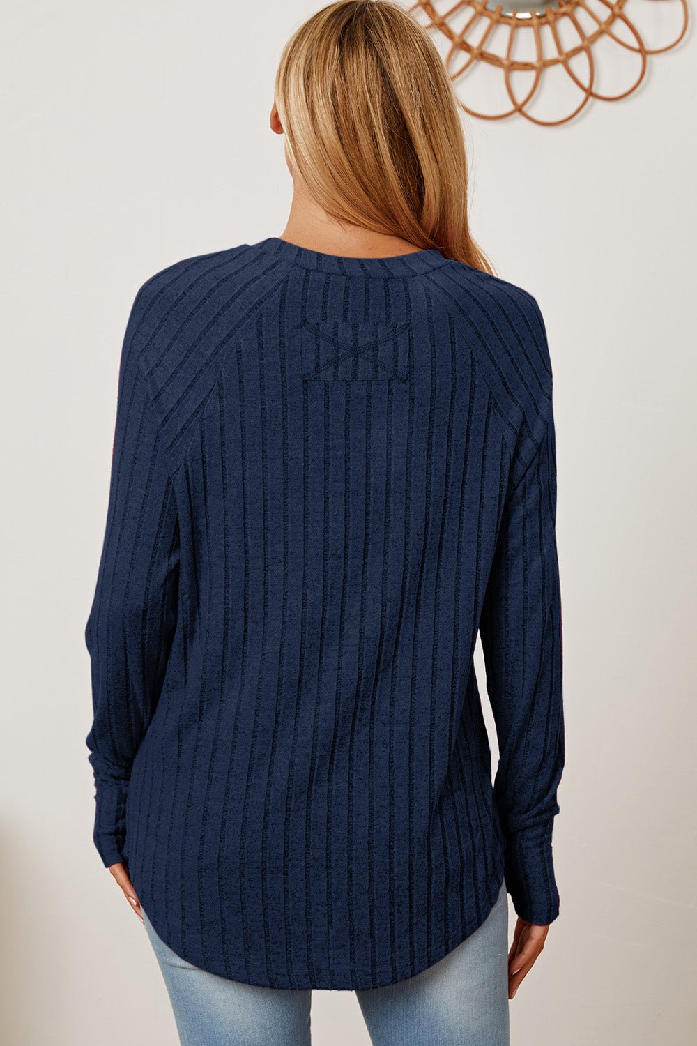 Basic Bae - Rib Knit Thumbhole Sleeve T-Shirt