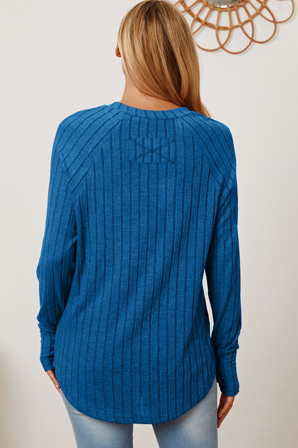 Basic Bae - Rib Knit Thumbhole Sleeve T-Shirt