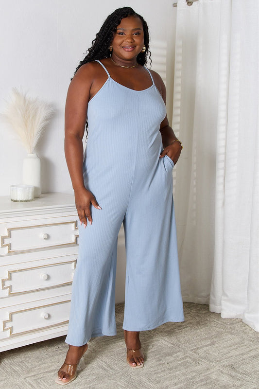 Basic Bae - Spaghetti Strap V - Neck Jumpsuit