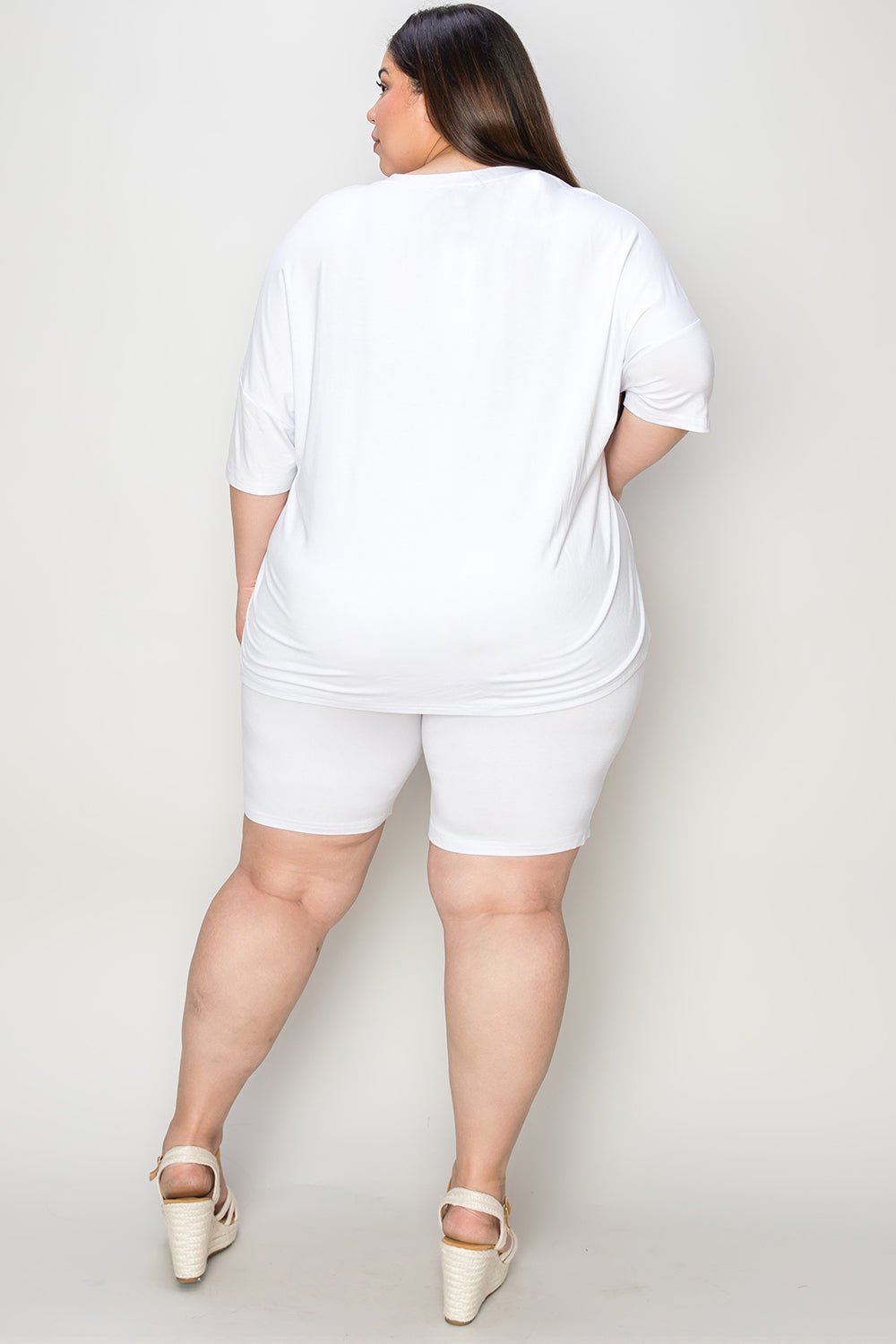 Basic Bae - V - Neck Drop Shoulder T-Shirt and Shorts Set