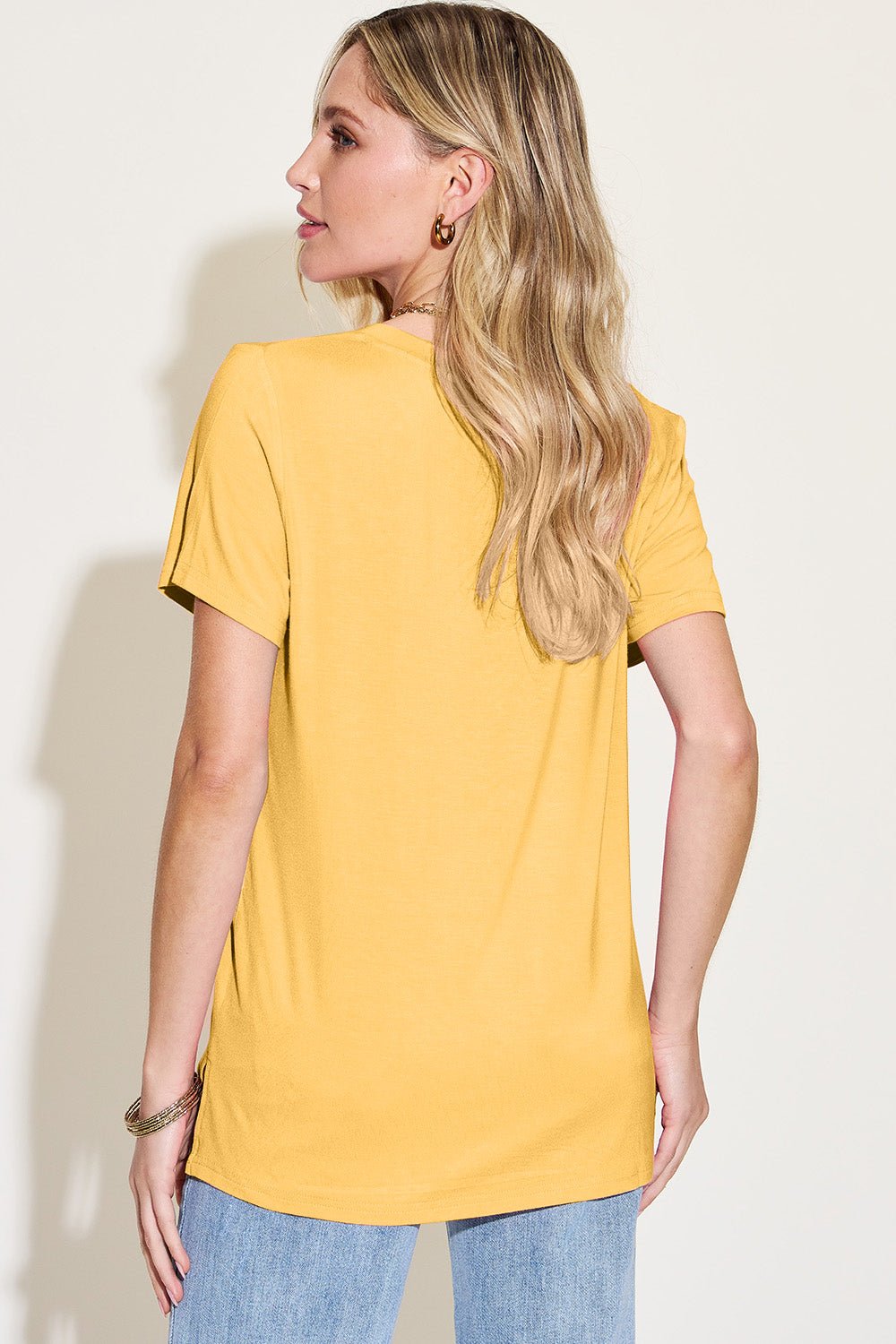 Basic Bae - V - Neck High - Low Hem T-Shirt