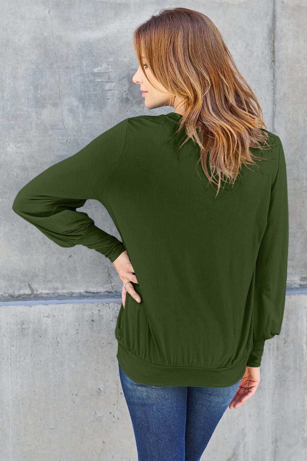 Basic Bae - V - Neck Lantern Sleeve Top