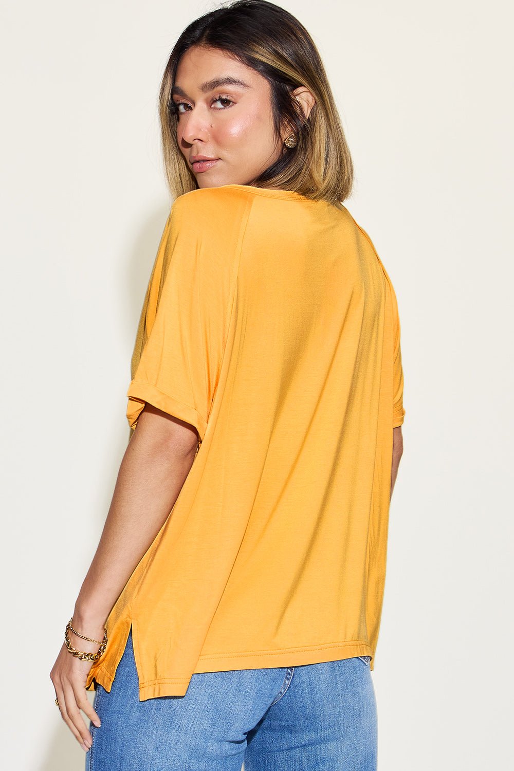 Basic Bae - V - Neck Short Sleeve Tunic T-Shirt