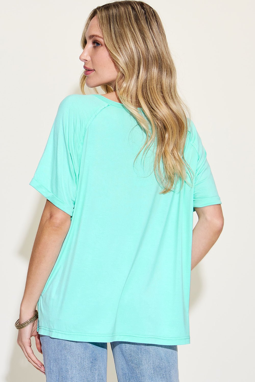 Basic Bae - V - Neck Short Sleeve Tunic T-Shirt