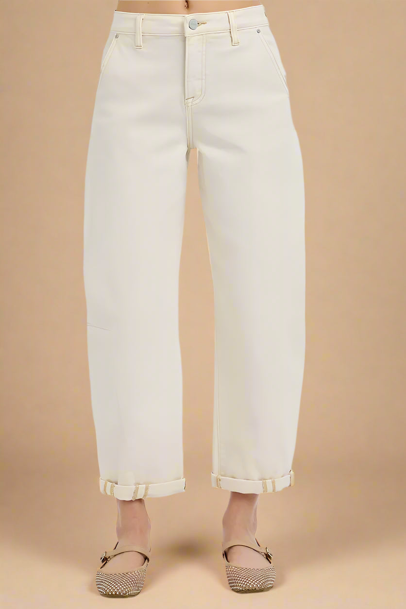 White jeans on a white background