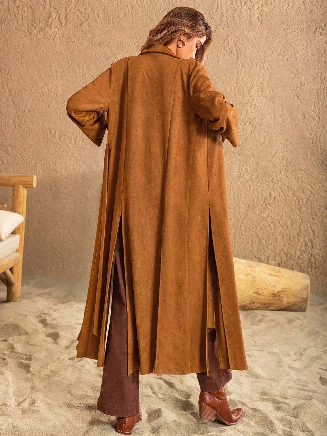 Side Tie Trench Coat in Caramel