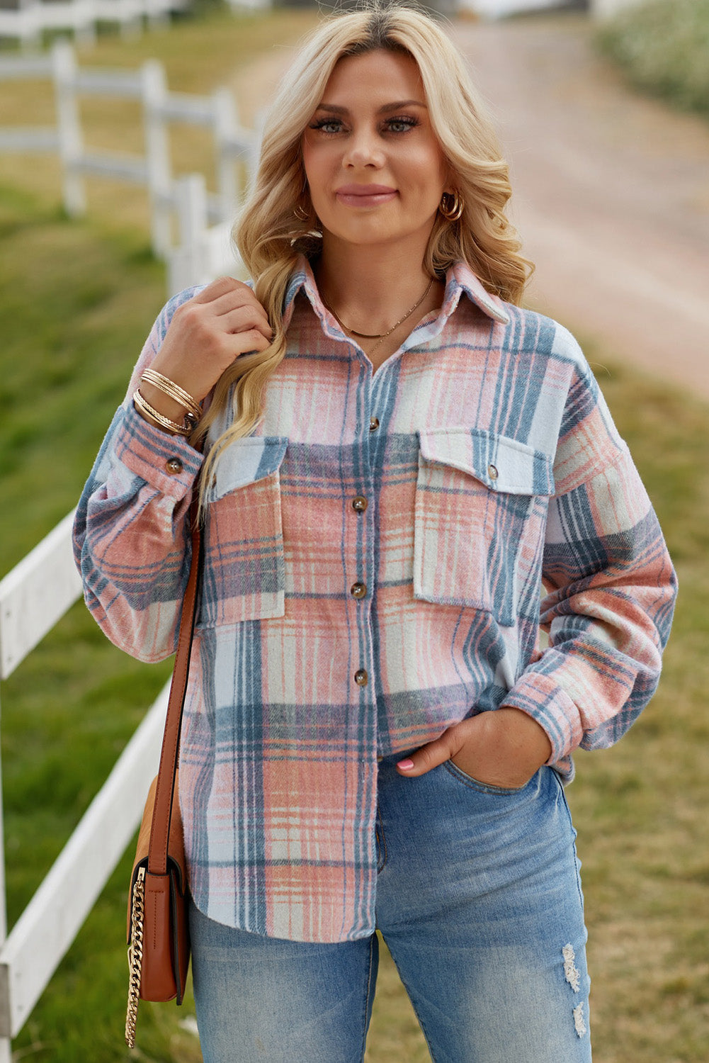 Plaid Button Front Shacket