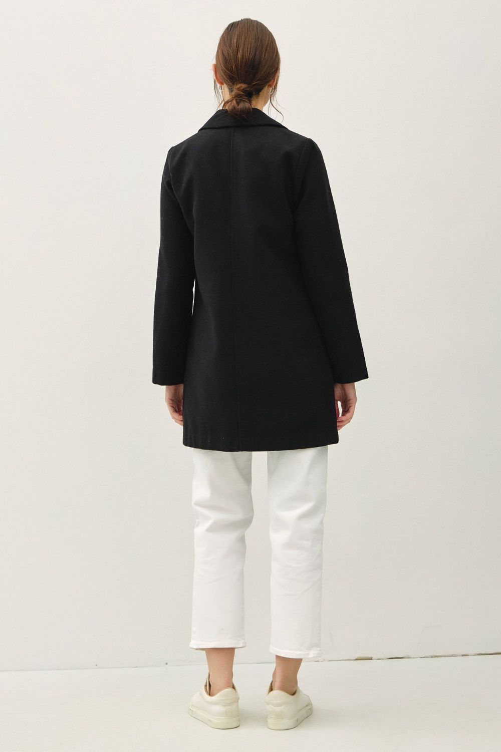 BE COOL - Black Single Button Car Coat