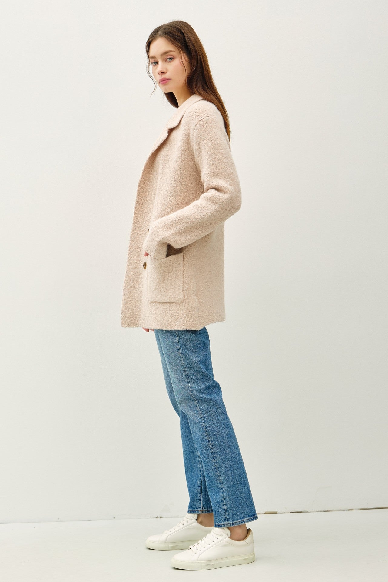 BE COOL - Double - Breasted Coat in Blush Beige