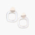 Beach Rose Co. abstract marble frame earrings featuring a gold finish and cream marble inlay in a square design.