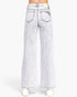 Beach Rose Co. high-rise wide-leg jeans in an acid grey wash with 5-pocket styling, back view.