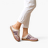 Beach Rose Co. Aria Up flat slip-on shoes in cream and mauve with striped side detail and durable rubber outsoles