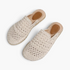Beach Rose Co. beige crochet-style mesh espadrille mules with a braided sole trim and round toe.