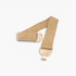 Beach Rose Co. beige textured elastic waist belt with a polished gold-tone geometric buckle and hook clasp.