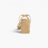 Beach Rose Co. beige leather strappy sandals with a high block heel viewed from the back