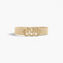 Beach Rose Co. beige wide elastic stretch belt featuring a gold-tone triple overlapping textured ring buckle.