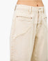 Beach Rose Co. high-rise beige barrel-leg jeans with western-inspired pocket stitching and a classic zipper fly.
