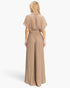 Beach Rose Co. beige cotton-blend two-piece set with a collared wrap top and flowing wide-leg pants, back view.