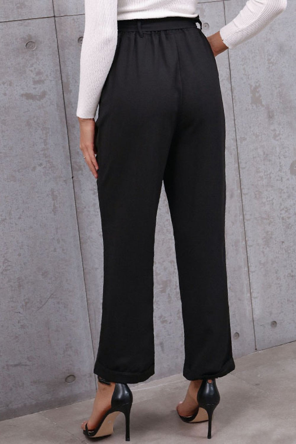 Beach Rose Co. - Black Belted Paperbag Waist Pants