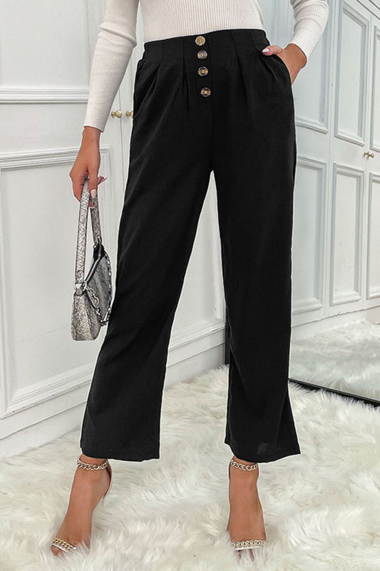 Beach Rose Co. - Black Button Fly Wide Leg Pants