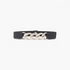Beach Rose Co. black elastic waist belt featuring an oversized silver curb-chain front and smooth PU leather tabs.